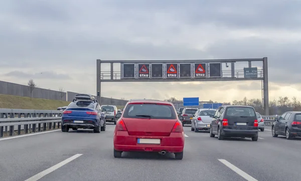 Στον Αυτοκινητόδρομο Τοπίο Στο Χρόνο Βράδυ Στη Νότια Γερμανία — Φωτογραφία Αρχείου