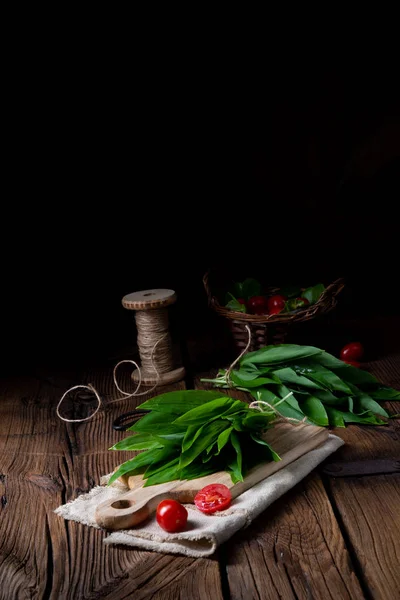 Allium Ursinum Ramson Fresco Com Muitas Vitaminas Valiosas — Fotografia de Stock