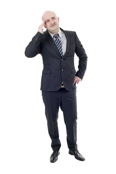 実業家 完全な長さ 頭痛で分離されたスーツ ジェスチャー — ストック写真
