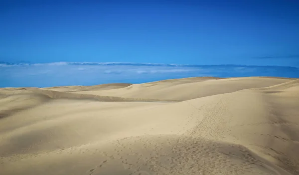 Woestijngebied Met Duinen Onder Blauwe Hemel — Stockfoto