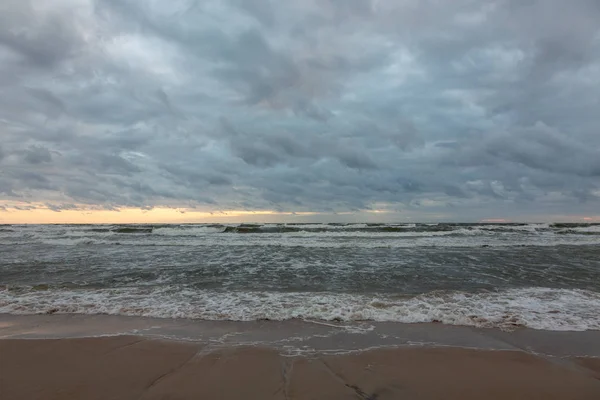 Baltic Sea Beach Cloudy Sky Summer Sunset Storm Palanga Lithuania — Stock Photo, Image