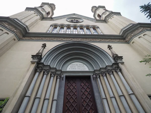 Tempio Valdese Waldensiaanse Tempel Evangelische Kerk Turijn Italië Tekst Betekent — Stockfoto