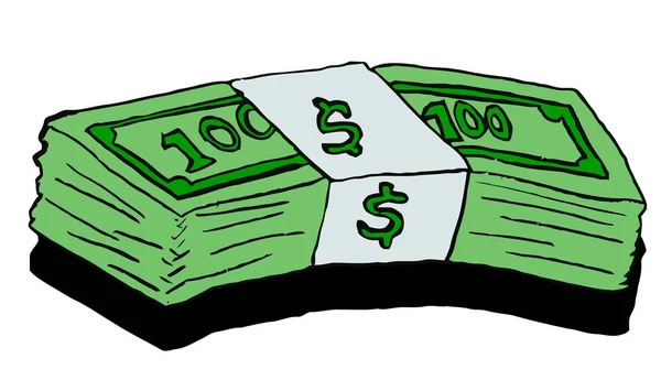 100 Dolarový Účet Peníze Zelený Poznámky Skládka Ilustrace — Stock fotografie