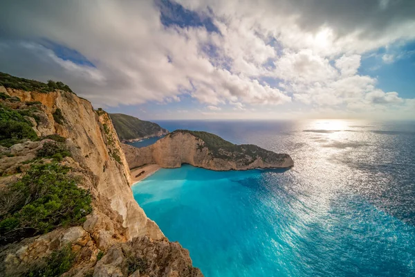 Vista Deslumbrante Das Falésias Shipwreck Cove Verão Ilha Zante Grécia — Fotografia de Stock