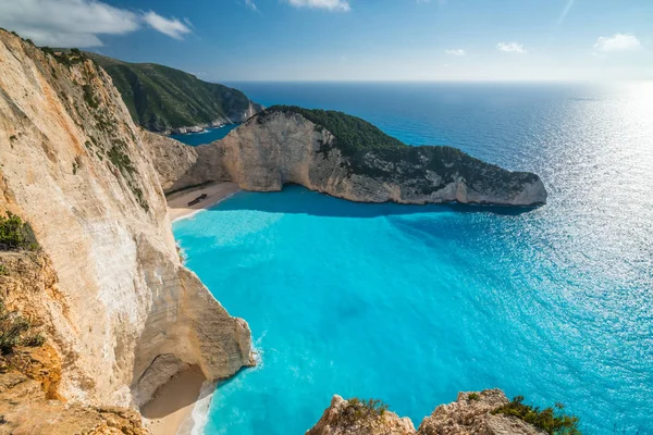 Vista Deslumbrante Das Falésias Shipwreck Cove Verão Ilha Zante Grécia — Fotografia de Stock