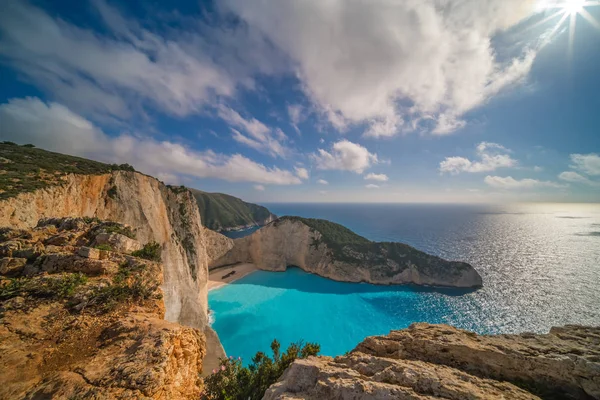 Fantastisk Utsikt Över Klipporna Shipwreck Cove Sommaren Zante Island Grekland — Stockfoto