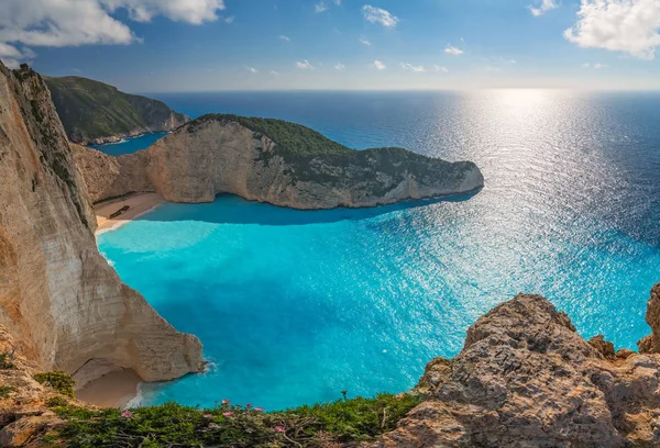Prachtig Uitzicht Kliffen Shipwreck Cove Zomer Zante Island Griekenland — Stockfoto