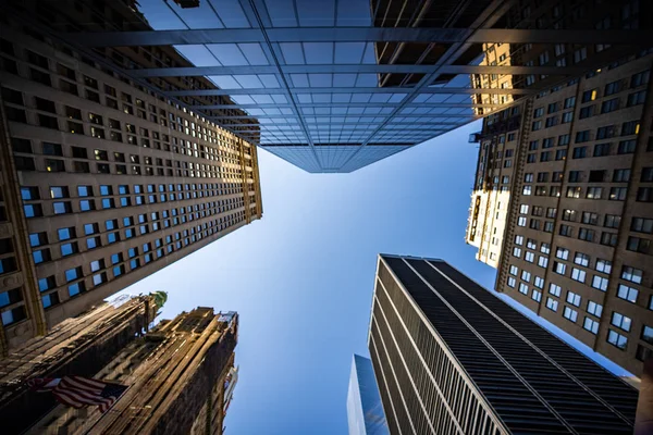 Fondo Borroso Vista Ángulo Bajo Rascacielos Nueva York — Foto de Stock