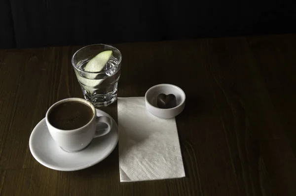 Lemon Juice Cup Coffee Chocolate — Stock Photo, Image