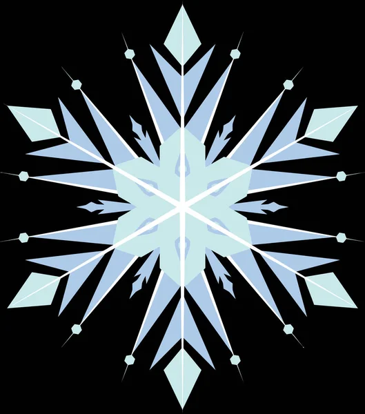 Frozen Snowflake Blue Color Crystal Cold Illustration Black Background — Stock Photo, Image