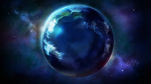 Realistyczna Ziemia Kosmosu Ukazująca Azja Amerykę Północną Kula Jest Połowie — Zdjęcie stockowe