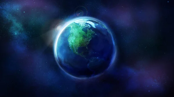 Realistická Země Vesmíru Ukazující Severní Jižní Ameriku Glóbus Napůl Osvětlen — Stock fotografie
