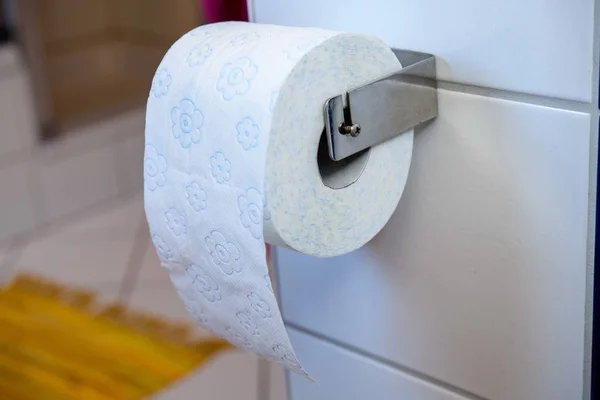 White Toilet Paper Wall White Tiles — Stock Photo, Image