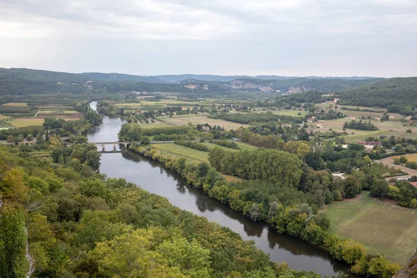 Vista Rio Dordogne Vale Dordogne Partir Das Muralhas Cidade Velha — Fotografia de Stock