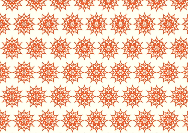 Orange vintage flower and modern shape and lobe pattern on pastel background. Classic blossom pattern style for old and ancient design