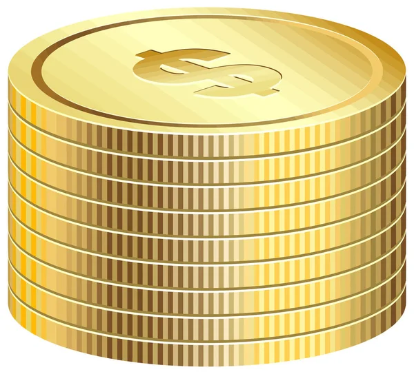 Σωρός Χρυσά Κέρματα Θησαυρός Χρηματοδότηση Κίτρινο Απεικόνιση Ευημερία — Φωτογραφία Αρχείου
