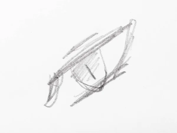 Sketch Eye Narrow Pupil Hand Drawn Black Pencil White Paper — Stock Photo, Image