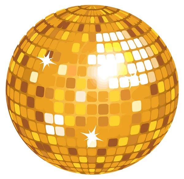 ゴールデンミラーディスコボールパーティー輝くイルミネーション球体イラストラウンド — ストック写真