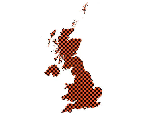 Χάρτης Της Μεγάλης Βρετανίας Μορφή Checkerboard — Φωτογραφία Αρχείου