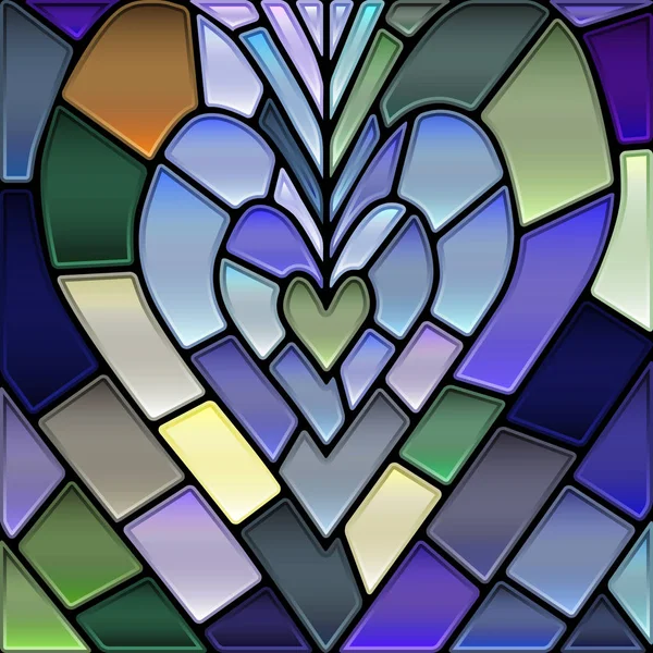 abstract  stained-glass mosaic background - green and violet heart