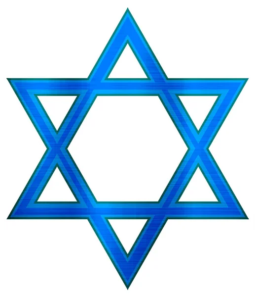 David Museviliğinin Yıldızı Yahudi Dini Mavi Illüstrasyon Metalik — Stok fotoğraf