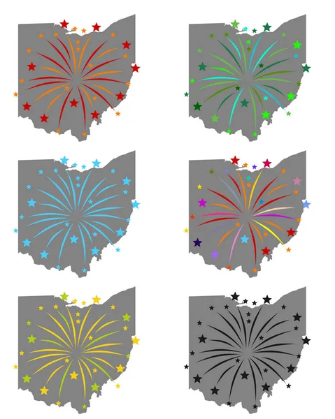 Karte Von Ohio Mit Feuerwerk — Stok fotoğraf