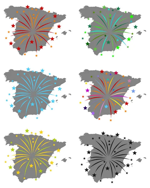 Karten Von Spanish Mit Feuerwerk —  Fotos de Stock