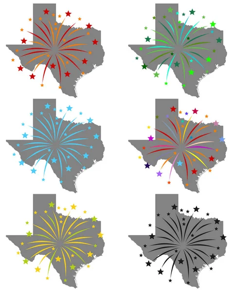 Karte Von Texas Mit Feuerwerk — Stok fotoğraf
