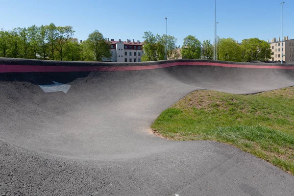 Bike Skate Playground City Center Houses Bmx Cycling Track Riga — Stock Photo, Image