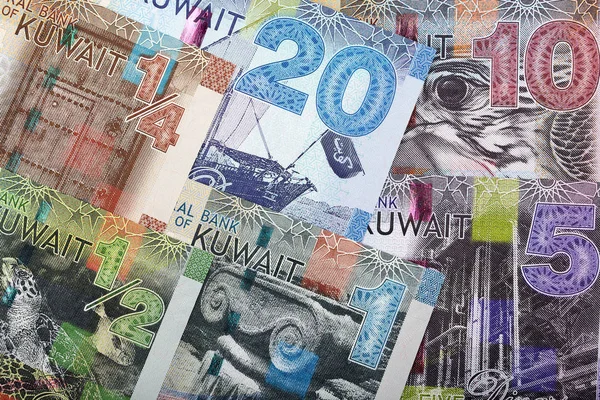 全套科威特货币 商业背景 — 图库照片