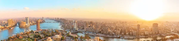 Panorama Vista Pôr Sol Cairo Egito — Fotografia de Stock