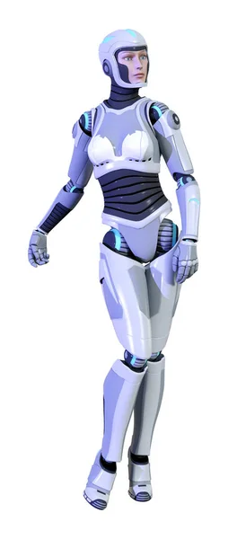 Rendering Female Robot Isolated White Background — Stock Photo, Image