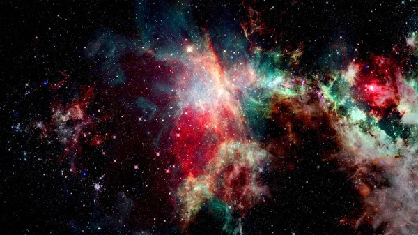 色の星雲の夜の星空 マルチカラーの宇宙空間 惑星地球から遠く離れた多くの光年の深宇宙 この画像の要素は Nasaによって提供 — ストック写真