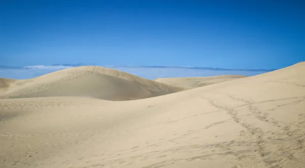Wüstenregion Mit Dünen Unter Blauem Himmel Sandstruktur — Stockfoto