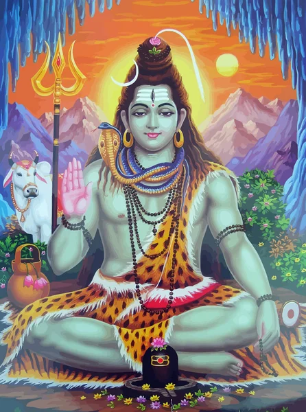 Maha Shivaratri Senhor Deus Hinduísmo Boi Caverna Ilustração Espiritual — Fotografia de Stock