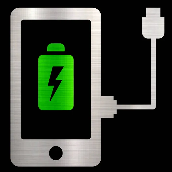 Carregador Bateria Dispositivo Energia Telefone Móvel Ilustração Metálica — Fotografia de Stock