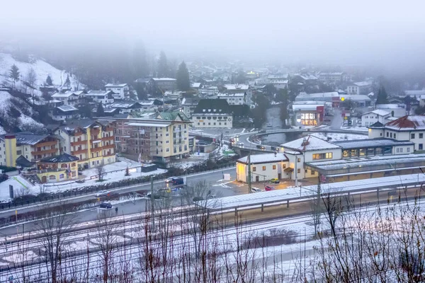 Magas Szögű Esti Benyomás Berchtesgaden Bajorországban Télen — Stock Fotó