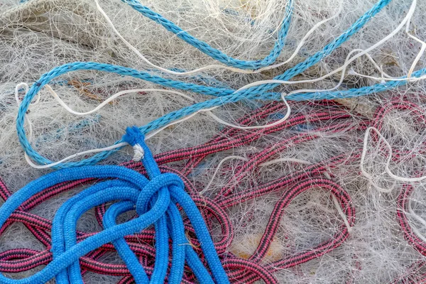 Full Frame Picture Showing Tangled Fishing Net — Stock Photo, Image