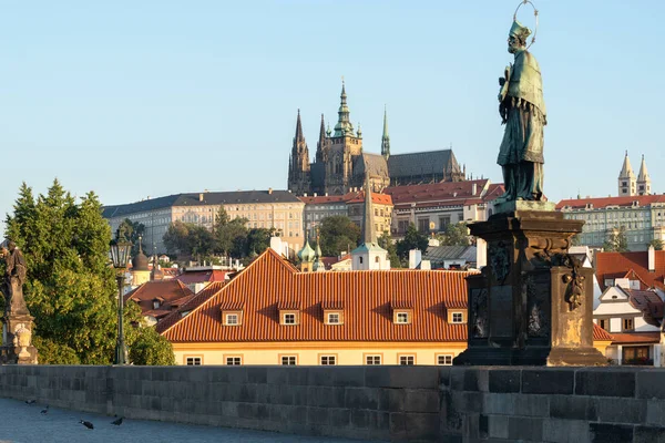 Vista Castelo Praga Partir Ponte Charles — Fotografia de Stock