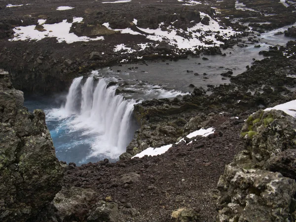 Utsikt Från Ovan Floden Kurs Från Den Blå Thjofafoss Vattenfall — Stockfoto