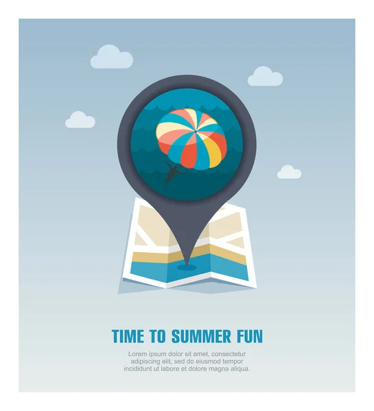 パラセー リング 夏活動ベクトル マップ アイコンをカイトします ビーチ地図のポインター 夏マップ マーカー Eps — ストック写真
