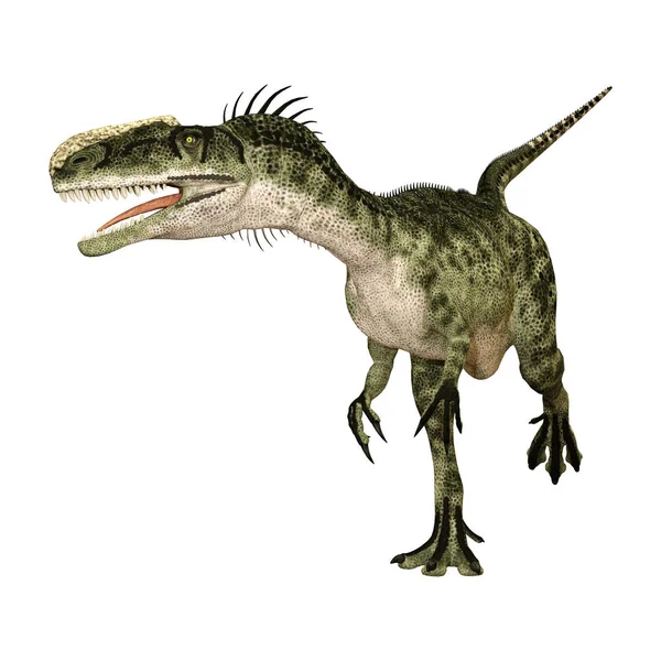 Weergave Van Een Dinosaurus Die Monolophosaurus Geïsoleerd Witte Achtergrond — Stockfoto