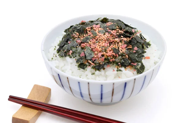 Japońskie Jedzenie Gotowany Ryż Furikake Shake Nori — Zdjęcie stockowe