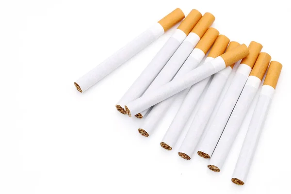 Zblízka Cigarety Izolované Bílém Pozadí — Stock fotografie