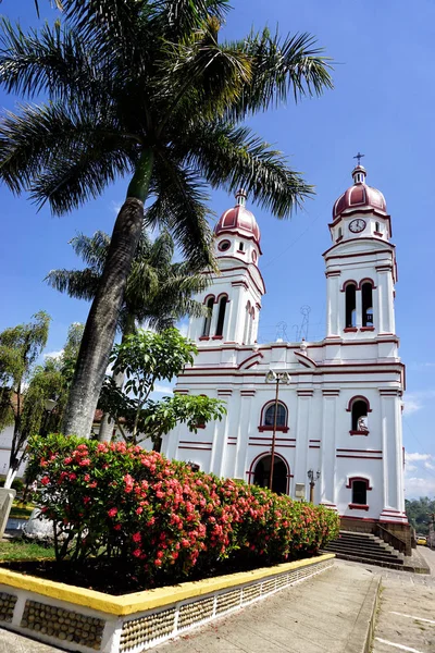 Vista Colorida Iglesia Charala Santander Colombia —  Fotos de Stock