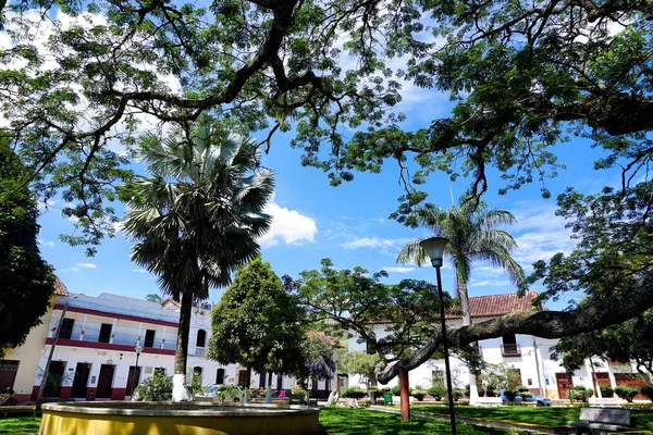 Vista Parque Central Cidade Charala Colômbia — Fotografia de Stock