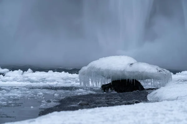 Beautiful Skogafoss Cold Winter Day Iceland Europe — Stock Photo, Image