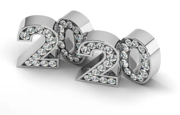 Data Ano Novo Com Diamantes 2020 — Fotografia de Stock