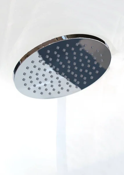 Large Silver Shower Head White Background Modern Bathroom — Stock Photo, Image