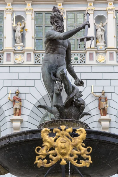 Estatua Fuente Neptuno Long Market Street Artus Court Gdansk Polonia — Foto de Stock